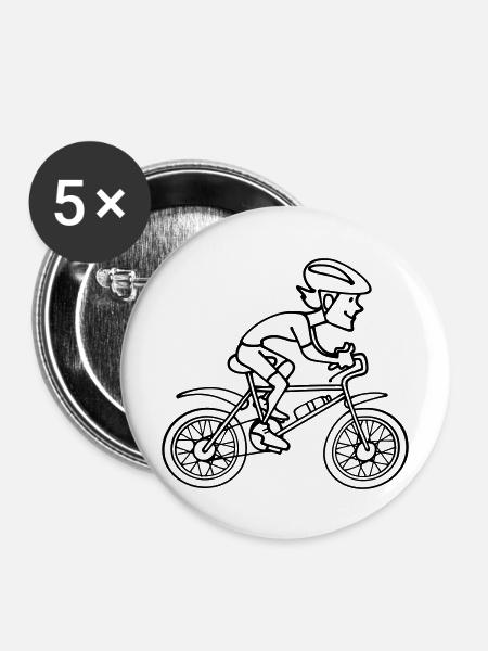 Fahrradfahrer - Buttons mittel 32 mm (5er Pack) - Weiß