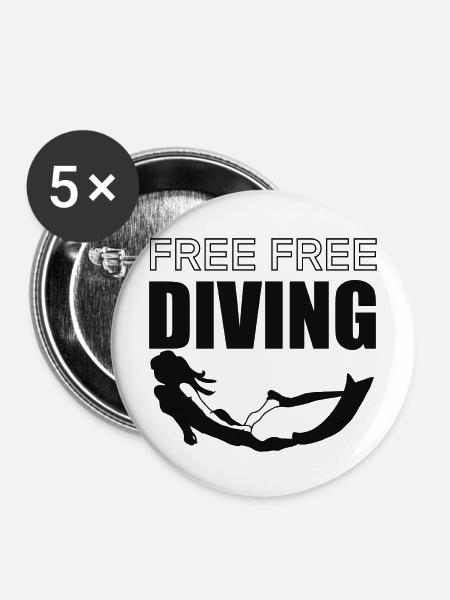 Free Diving - Buttons mittel 32 mm (5er Pack) - Weiß