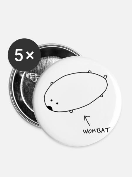 Simple Wombat - Buttons mittel 32 mm (5er Pack) - Weiß
