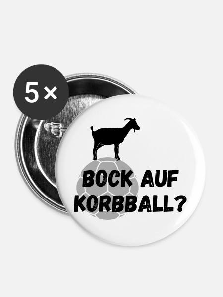 Bock auf Korbball - Buttons mittel 32 mm (5er Pack) - Weiß