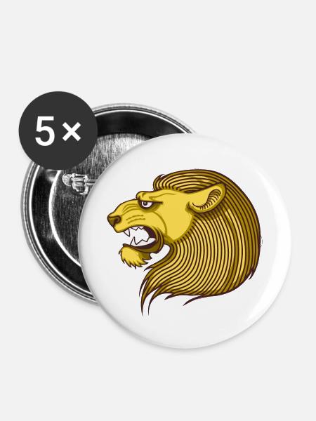 Löwe portrait - Buttons mittel 32 mm (5er Pack) - Weiß