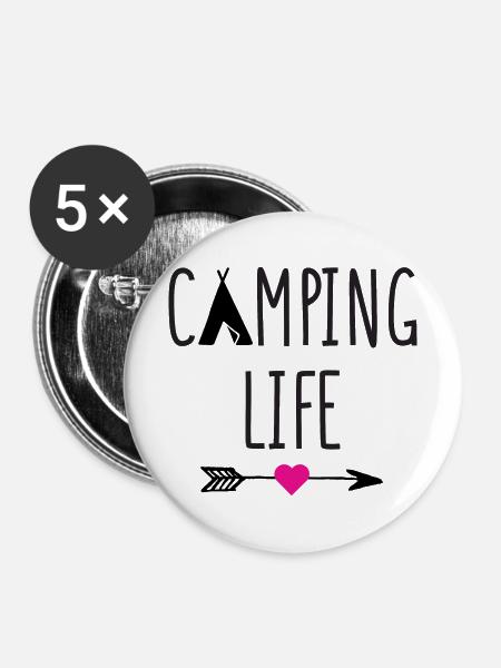 Leben auf dem Campingplatz - Buttons mittel 32 mm (5er Pack) - Weiß