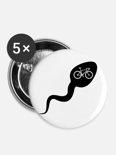 Sperma Sperma Fahrrad - Buttons mittel 32 mm (5er Pack) - Weiß