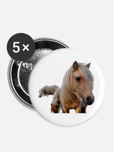 Pferde auf der Weide - Buttons mittel 32 mm (5er Pack) - Weiß