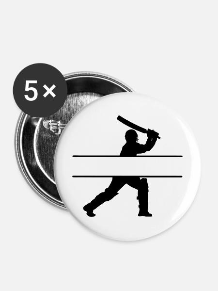 Cricket Eigenname Banner - Buttons mittel 32 mm (5er Pack) - Weiß