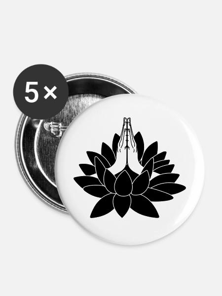 Zwei Hände aus Lotus-Namaste - Buttons mittel 32 mm (5er Pack) - Weiß