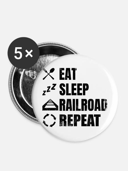 Eisenbahner Zeitplan - Buttons mittel 32 mm (5er Pack) - Weiß