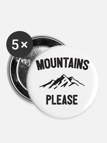 Berge bitte - Buttons mittel 32 mm (5er Pack) - Weiß