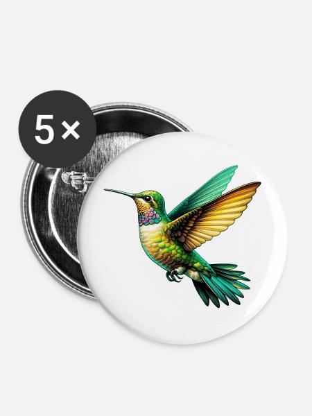 Kolibri - Buttons mittel 32 mm (5er Pack) - Weiß
