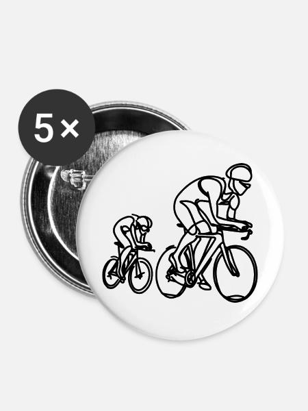 Rennradfahrer Zeichnung - Buttons mittel 32 mm (5er Pack) - Weiß