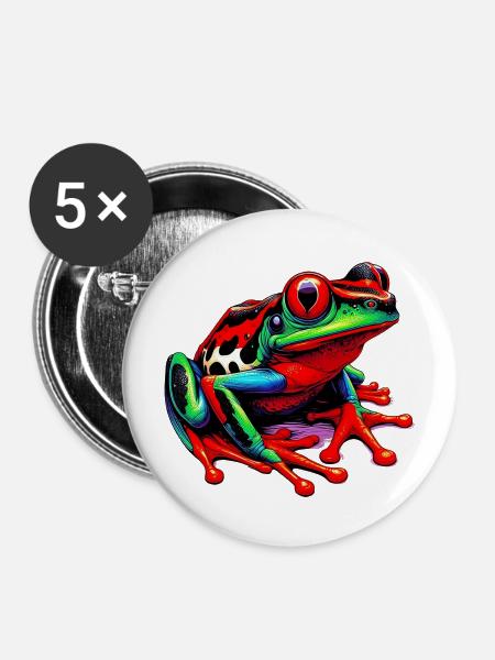 Frosch - Buttons mittel 32 mm (5er Pack) - Weiß
