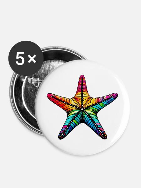 Seestern - Buttons mittel 32 mm (5er Pack) - Weiß