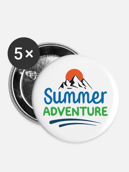 Sommer-Abenteuer - Buttons mittel 32 mm (5er Pack) - Weiß