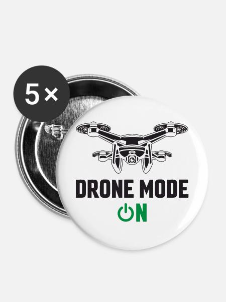 Drohnen-Modus Ein - Buttons mittel 32 mm (5er Pack) - Weiß