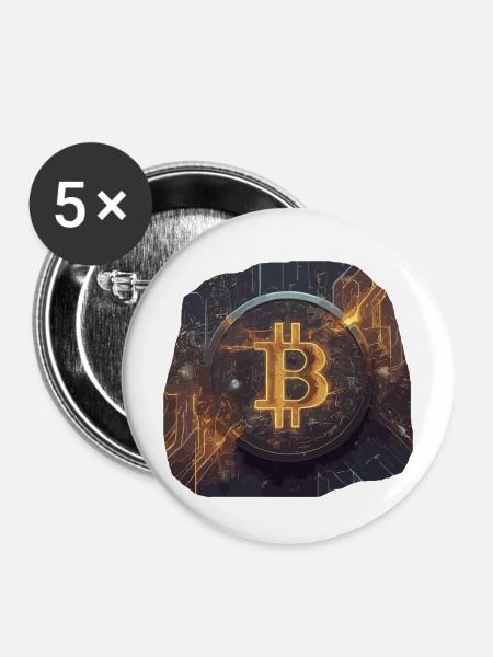 Futuristische Bitcoin-Ästhetik mit Neon-Effekten - Buttons mittel 32 mm (5er Pack) - Weiß