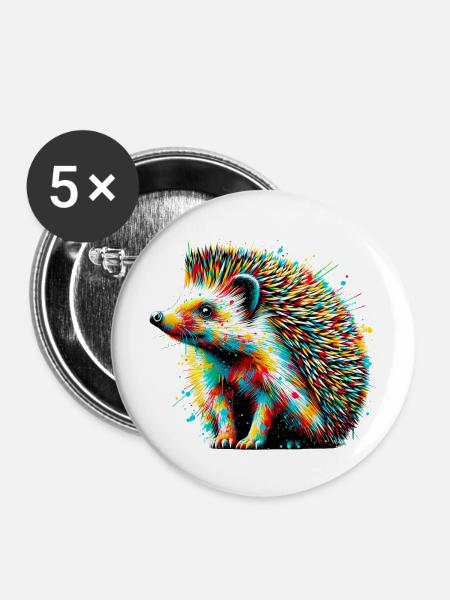Igel - Buttons mittel 32 mm (5er Pack) - Weiß
