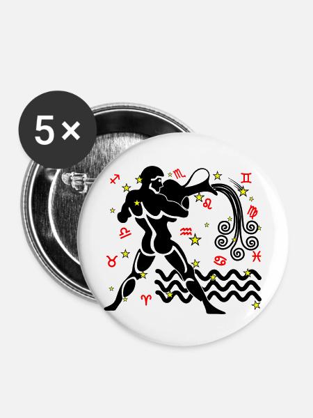 Sternzeichen Stern Logo Wassermann - Buttons mittel 32 mm (5er Pack) - Weiß