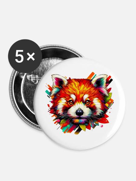 Kleiner Panda - Buttons mittel 32 mm (5er Pack) - Weiß