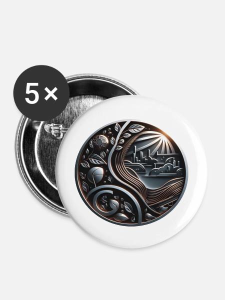 Metallic Sunshine City - Buttons mittel 32 mm (5er Pack) - Weiß