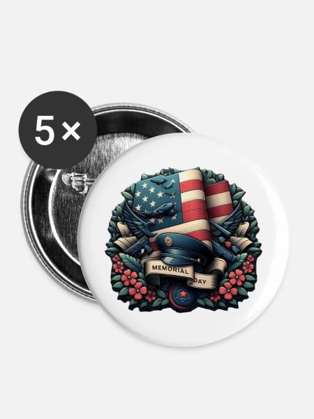 Gedenke und Ehre - Buttons mittel 32 mm (5er Pack) - Weiß