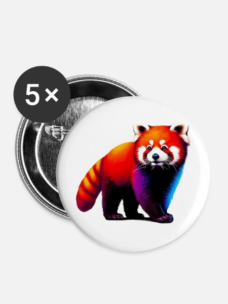 Kleiner Panda - Buttons mittel 32 mm (5er Pack) - Weiß