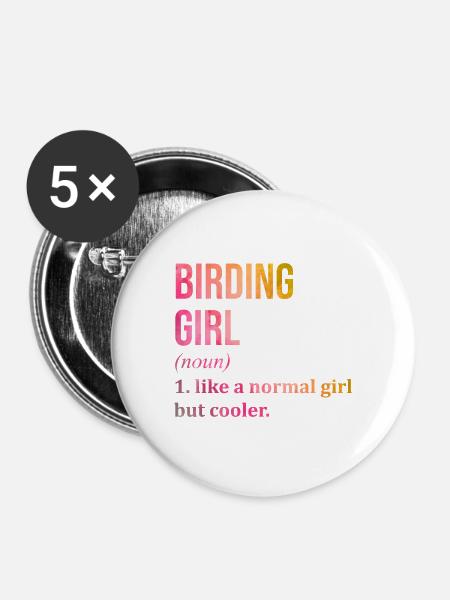Birder Birder Birder - Buttons mittel 32 mm (5er Pack) - Weiß