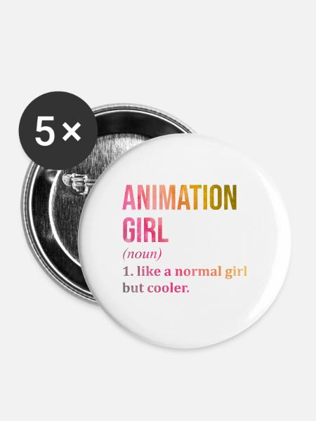 Animation Animation Animation - Buttons mittel 32 mm (5er Pack) - Weiß