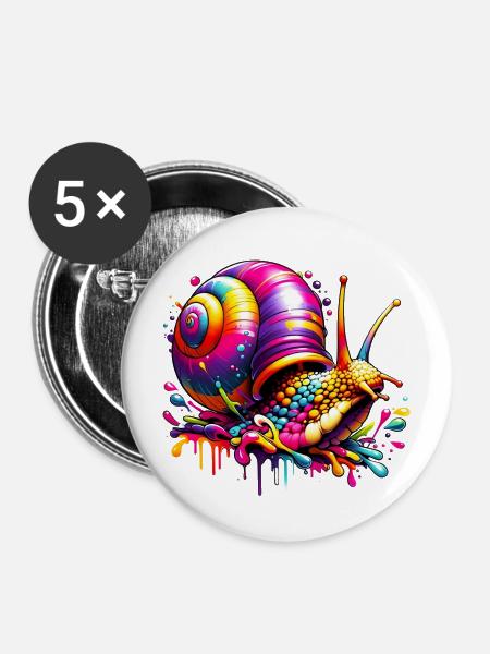 Schnecke - Buttons mittel 32 mm (5er Pack) - Weiß