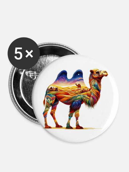 Kamel - Buttons mittel 32 mm (5er Pack) - Weiß