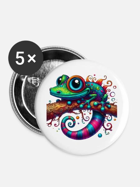 Gecko - Buttons mittel 32 mm (5er Pack) - Weiß