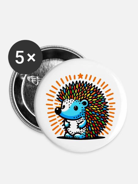 Igel - Buttons mittel 32 mm (5er Pack) - Weiß