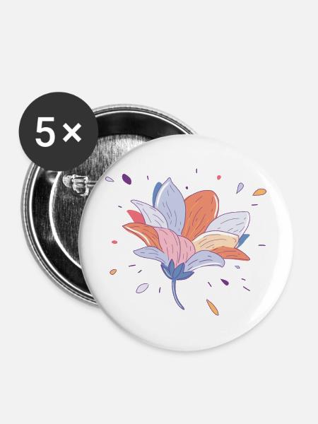 Sommerblume - Buttons mittel 32 mm (5er Pack) - Weiß