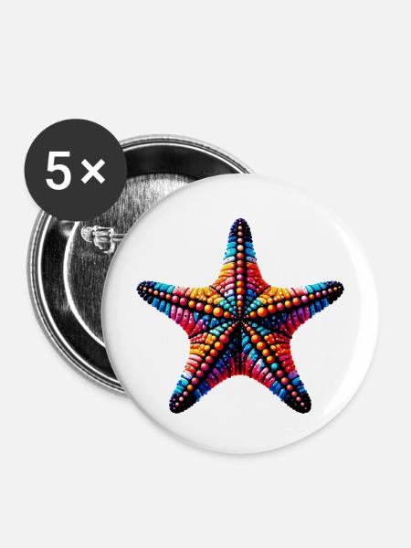 Seestern - Buttons mittel 32 mm (5er Pack) - Weiß