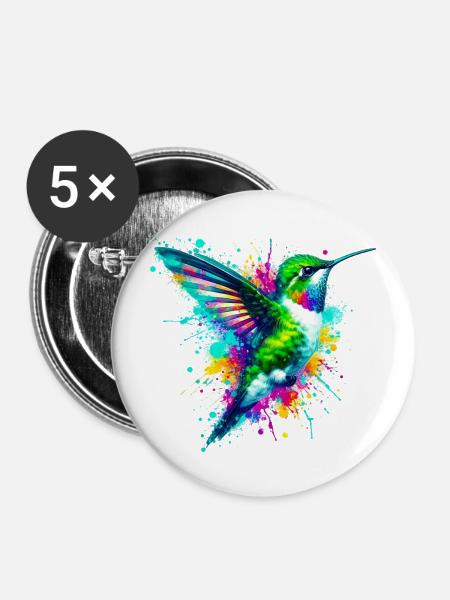 Kolibri - Buttons mittel 32 mm (5er Pack) - Weiß
