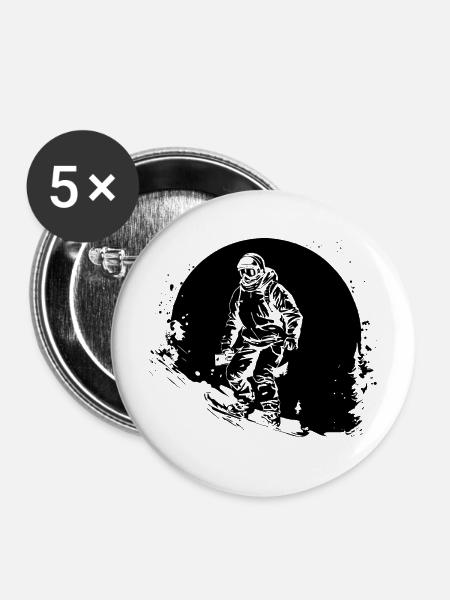 Snowboarding - Buttons mittel 32 mm (5er Pack) - Weiß