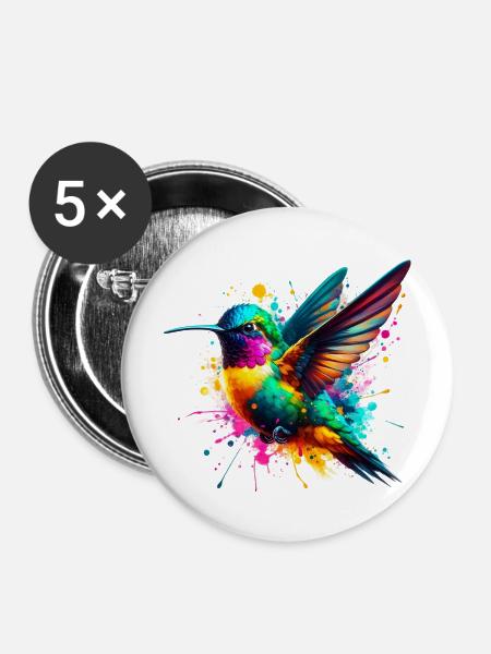 Kolibri - Buttons mittel 32 mm (5er Pack) - Weiß