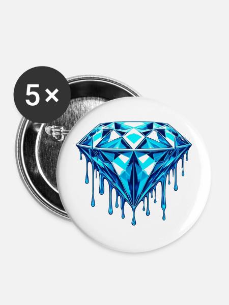 Diamant - Buttons mittel 32 mm (5er Pack) - Weiß