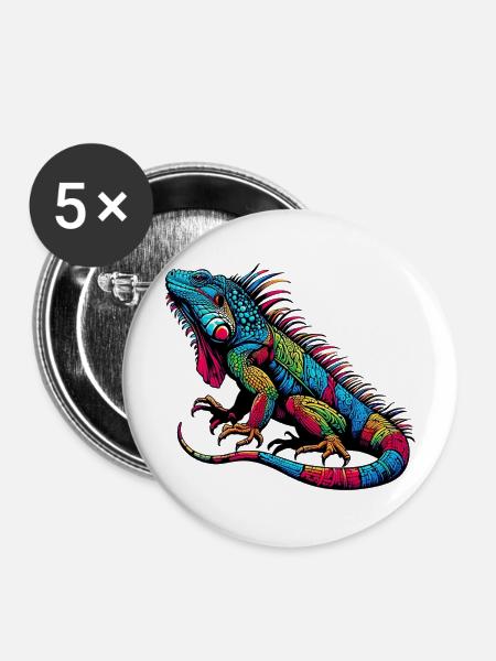 Leguan - Buttons mittel 32 mm (5er Pack) - Weiß
