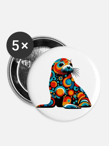 Siegel - Buttons mittel 32 mm (5er Pack) - Weiß