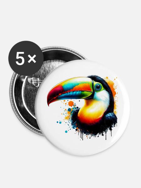 Tukan - Buttons mittel 32 mm (5er Pack) - Weiß