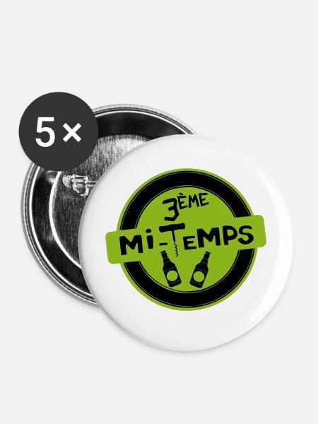 3. Halbzeit - Buttons mittel 32 mm (5er Pack) - Weiß