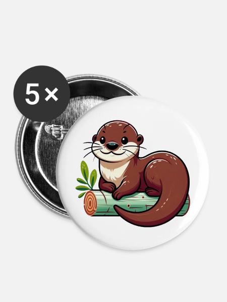 Otter - Buttons mittel 32 mm (5er Pack) - Weiß