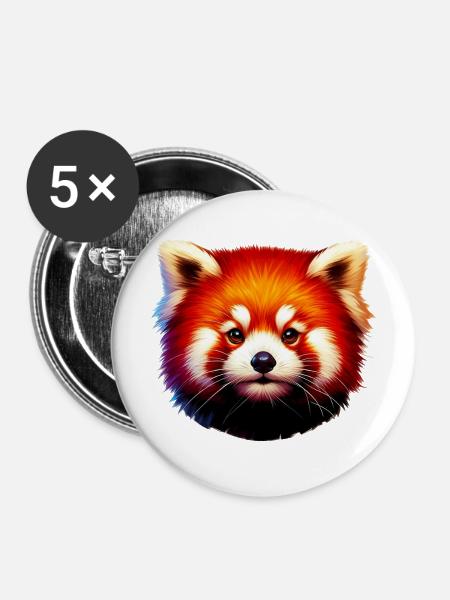 Kleiner Panda - Buttons mittel 32 mm (5er Pack) - Weiß
