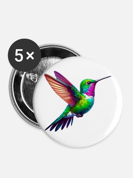 Kolibri - Buttons mittel 32 mm (5er Pack) - Weiß