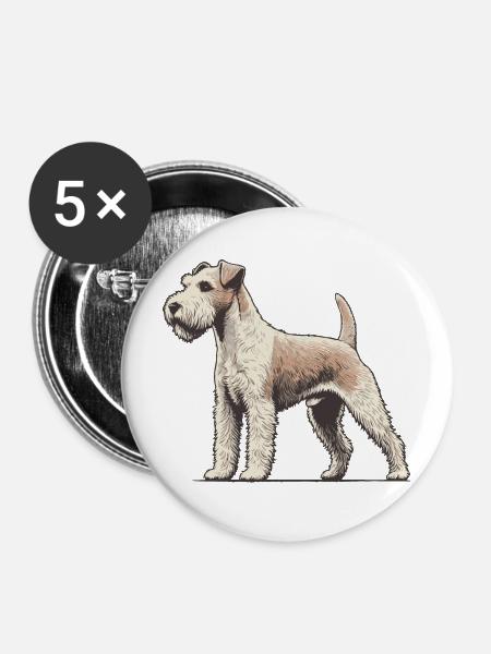 Terrier - Buttons mittel 32 mm (5er Pack) - Weiß