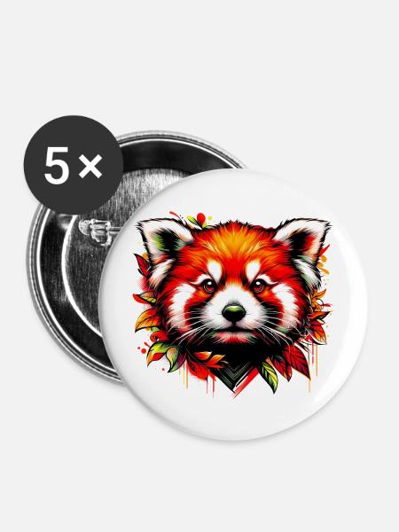 Kleiner Panda - Buttons mittel 32 mm (5er Pack) - Weiß