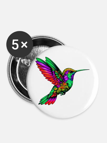 Kolibri - Buttons mittel 32 mm (5er Pack) - Weiß