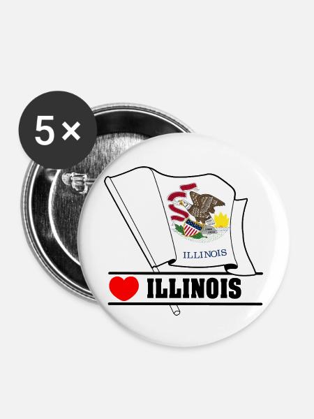 Hinweis Illinois Herz ILLINOIS - Buttons mittel 32 mm (5er Pack) - Weiß