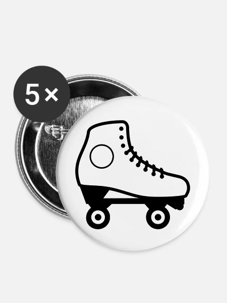 Künstlerischer Rollschuh - Buttons mittel 32 mm (5er Pack) - Weiß