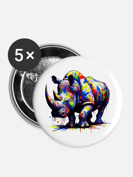 Nashorn - Buttons mittel 32 mm (5er Pack) - Weiß